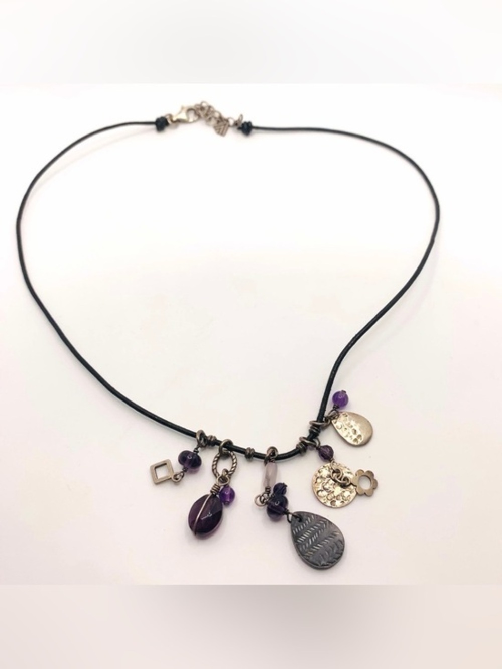 Silpada Necklace Sterling Silver Amethyst Multi Charms Necklace N1788 925